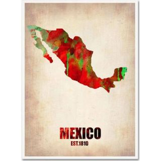 Trademark Fine Art "Mexico Watercolor Map" Canvas Art by Naxart