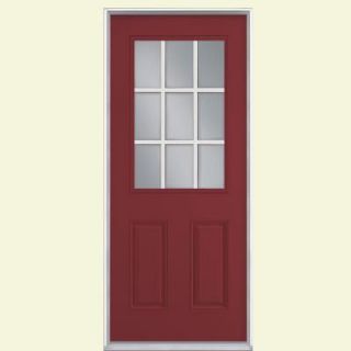 Masonite 36 in. x 80 in. 9 Lite Painted Smooth Fiberglass Prehung Front Door with No Brickmold 23775