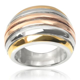 Journee Collection Stainless Steel Tri tone Ring   Shopping