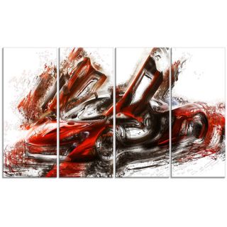 Burnt Sports Car 4 Piece Graphic Art on Gallery Wrapped Canvas Set in