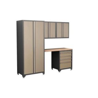 NewAge Products Pro Series 83 in. H x 92 in. W x 24 in. D Welded Steel Garage Cabinet Set in Taupe (5 Piece) 33500