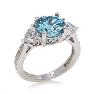 Jean Dousset 4.33ct Absolute™ Simulated Aqua Heart Sterling Silver Ring   7667317