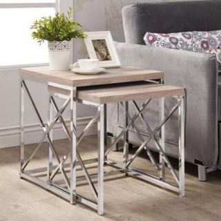 Natural Reclaimed look Chrome Metal 2 piece Table
