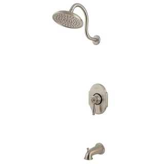 Pfister Hanover Brushed Nickel 1 Handle Bathtub and Shower Faucet with Rain Showerhead