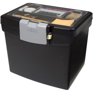 Storex Black Portable File Box with XL Storage Lid  