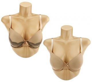 Barely Breezies Set of 2 Underwire Lined Mesh Bras —