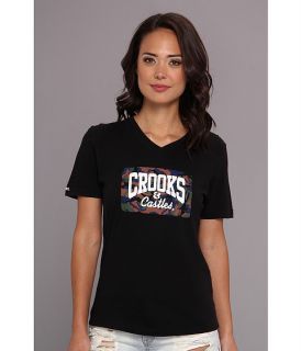 crooks castles camo box core logo knit v neck t shirt black