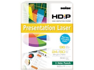 Boise BPL 0111 P HD:P Presentation Laser 3 Hole Punch Paper, 96 Brightness, 24lb, Ltr, WE, 500/Rm