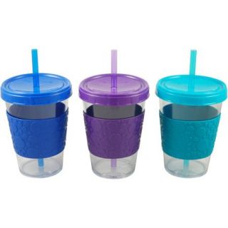 GoGo's 16 Ounce Fountain Straw Cups, Berry, 3 Pack