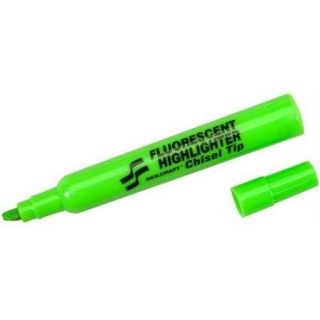 Skilcraft Chisel Tip Tube Type Fluorescent Highlighter   Chisel Marker Point Style   Fluorescent Green Ink   12 / Box (NSN1660682)