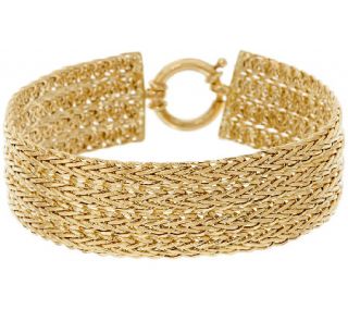 As Is 14K Gold 7 1/4 Polished Four Row Wheat Bracelet, 10.5g   J325371 —