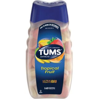 TUMS Ultra Strength Antacid Relief Calcium Chewable Tablets, Tropical Fruit Flavor, 1000mg, 160 Tablets