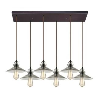 Radionic Hi Tech Hammered Glass 6 Light Oil Rubbed Bronze Chandelier E_CHA_10332/6RC_RHT