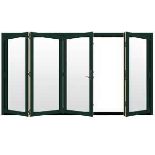 JELD WEN W 4500 124.1875 in Clear Glass Hartford Green Wood Folding Outswing Patio Door