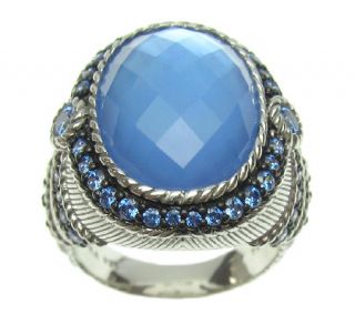 Judith Ripka Sterling Blue Doublet & Blue Diamonique Ring —