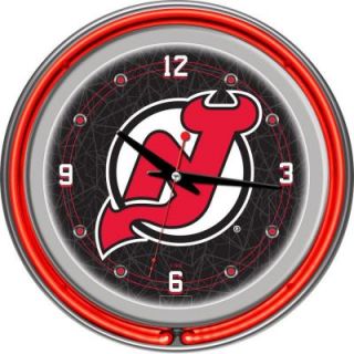 Trademark Global 14 in. New Jersey Devils NHL Neon Wall Clock NHL1400 NJD
