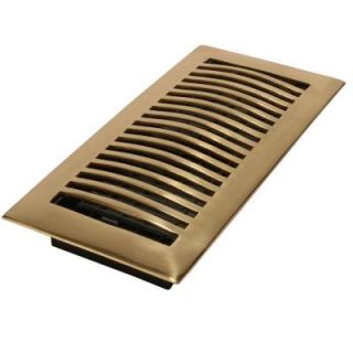 Decor Grates 4 in. x 14 in. Bright Solid Brass Louvered Floor Register HSL414