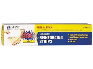 C line 64112 Clear Mylar Self Adhesive Reinforcing Strips, 1 x 10 3/4, 200/Box