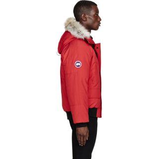 Canada Goose Red Down & Fur Chilliwack bomber