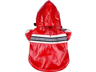 PET LIFE ADJUSTABLE AND REFLECTIVE WATERPROOF DOG RAIN COAT RAINCOAT JACKET WITH REMOVABLE HOOD – COLA RED – EXTRA SMALL