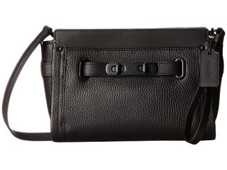 COACH Pebbled Leather Swagger Wristlet MW/Black