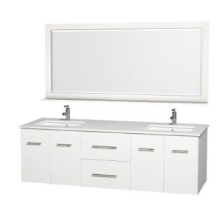 Wyndham Collection Centra 72 in. Double Vanity in White with Man Made Stone Vanity Top in White and Square Porcelain Undermounted Sinks WCV00972WHWHDB