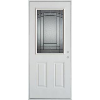 Stanley Doors 32 in. x 80 in. Chatham Patina 1/2 Lite 2 Panel Prefinished White Steel Prehung Front Door 1538S S 32 L P