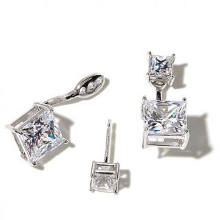 4.8ct Absolute™ Princess Cut Studs with Drop Earring Cuffs   7880272