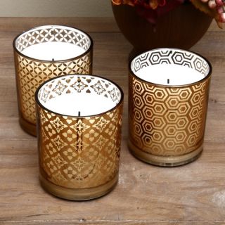 Flameless LED Candles with Amber Mercury Glass Tumblers, Timer and