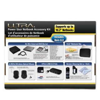 Ultra Power User Netbook Accessory Bundle   8x Slim External DVD Burner w/ Nero 8, Up to 10.2" Netbook Slip, 2.4GHz Wire