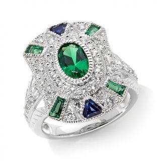Xavier 1.86ct Absolute™ Simulated Emerald and Created Sapphire Sterling S   7530889