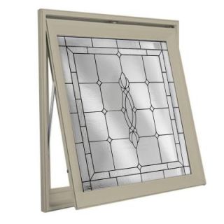 28.5 in. x 28.5 in. Decorative Glass Awning Vinyl Window   Tan DA2929CRFTTNVINYLBLKPAT