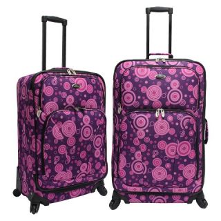 Traveler 2 Piece Polk Dot Fashion Spinner Luggage Set (Purple