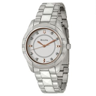 Bulova Womens 98P135 Diamonds Stainless Steel Quartz Watch