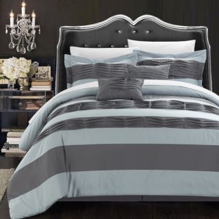 Chic Home Oxford Pleated Applique 6 piece Comforter Set  