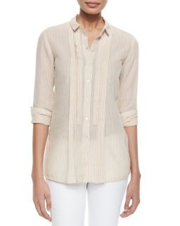 Burberry Brit Striped Pleated Front Shirt, Mustard