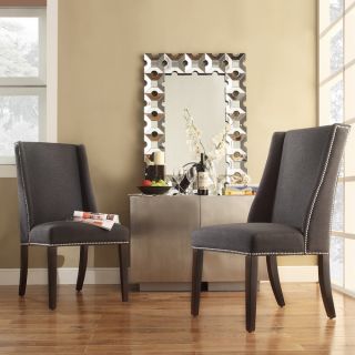 INSPIRE Q Geneva Dark Grey Fabric Wingback Hostess Chairs (Set of 2)
