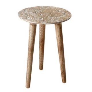 Filament Design Sundry Hand Carved Mango Wood Side Table in Tan 105417