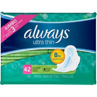 Always Ultra Thin Long Super Pads, 42 count