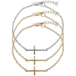 Journee Collection Sterling Silver Sideways Holy Cross Bracelet