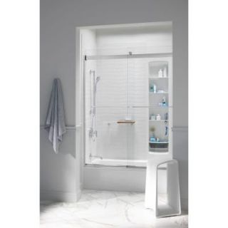 KOHLER Levity 59 5/8 in. W x 74 in. H Semi Framed Sliding Shower Door with Towel Bar in Silver K 706015 L SH