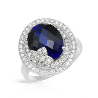 Ring with Cubic Zirconia/ Created Sapphire .925 Sterling Silver