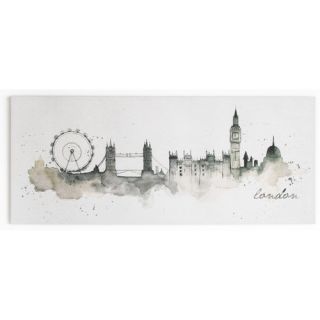 Summer 2015 London Watercolour Painting Print on Wrapped Canvas by