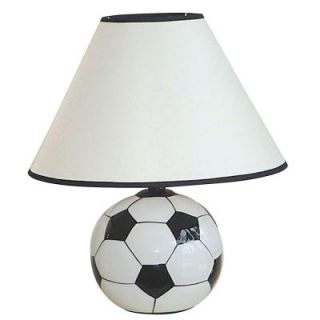ORE International 12 in. Ceramic Soccer Ball Black and White Table Lamp 604SC