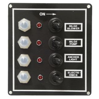 Overtons Waterproof 4 Gang Toggle Switch Panel w/LED Indicators 71708