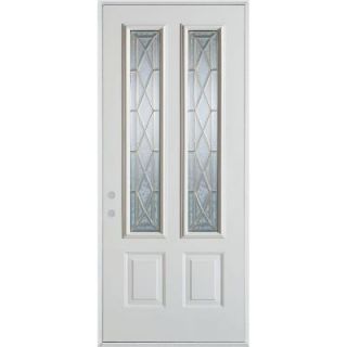 Stanley Doors 36 in. x 80 in. Art Deco 2 Lite 2 Panel Prefinished White Steel Prehung Front Door 1320ESL2 E 36 R Z