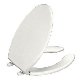 KOHLER Lustra Elongated Open Front Toilet Seat with Anti Microbial Agent in White K 4650 A 0
