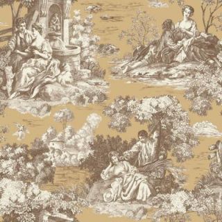 The Wallpaper Company 8 in. x 10 in. Brown Earth Tone Romantic Toile Wallpaper Sample DISCONTINUED WC1282425S