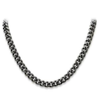 PalmBeach Jewelry 50223 Mens Black Rhodium Plated Curb Link 10.5 mm Necklace Chain 24 inch