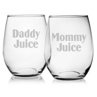 Susquehanna Glass Mommy Juice and Daddy Juice Stemless Wine Glass (Set